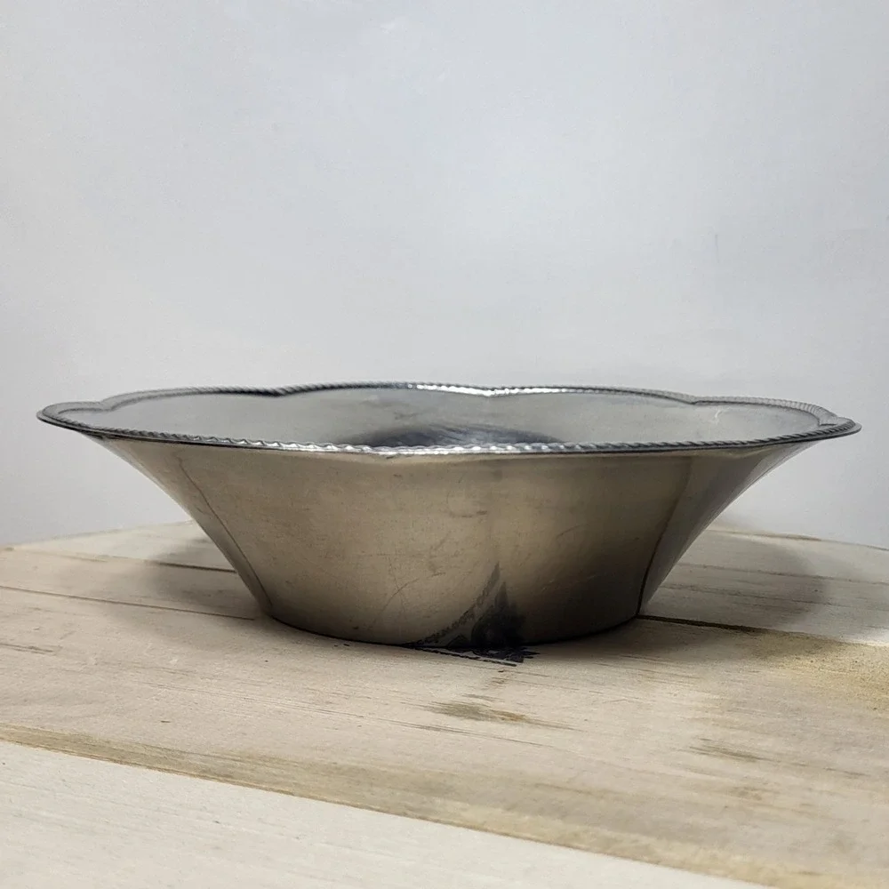 Alfra Alessi 18/10 Stainless Steel Scalloped Bowl Italy Rope Edge Vintage 8.25in